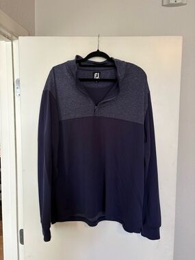 FootJoy Two-Tone Quarter-Zip Pullover - Dark Navy/Heather